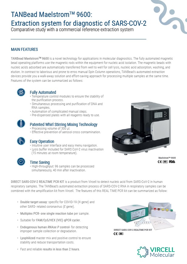 TANBead Maelstrom 9600: comparative study with a commercial reference extraction system for SARS-COV-2