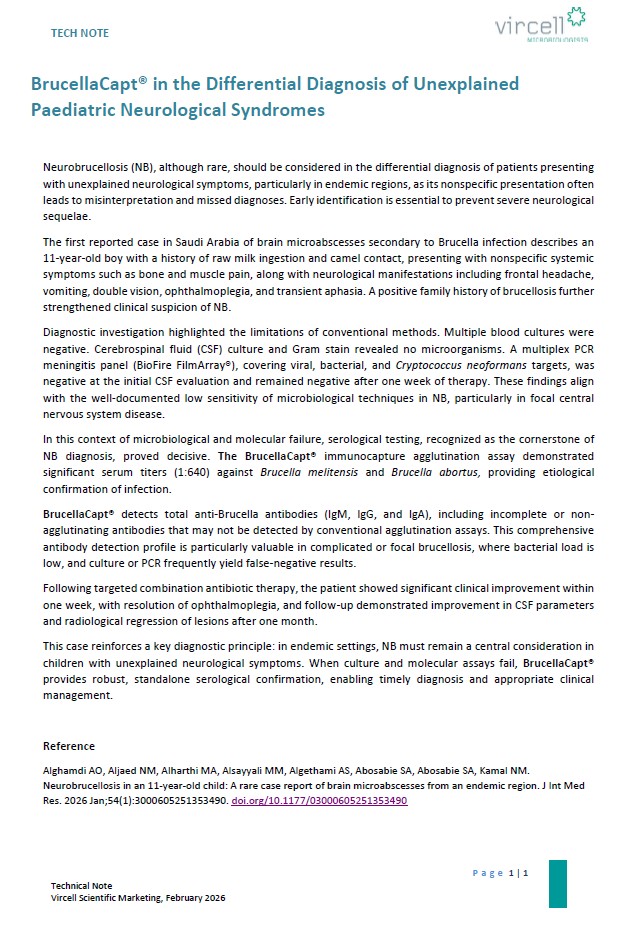 BrucellaCapt® in the Differential Diagnosis of Unexplained Paediatric Neurological Syndromes