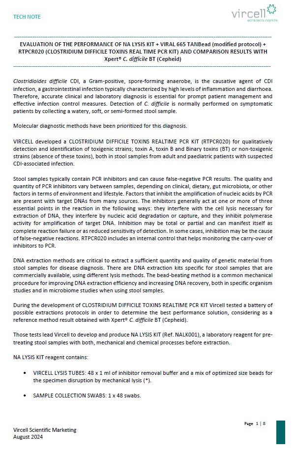Evaluation of the performance of NA lysis kit + VIRAL 665 TANBead + CLOSTRIDIUM DIFFICILE TOXINS REAL TIME PCR KIT and comparison results with Xpert® C. difficile BT (Cepheid)