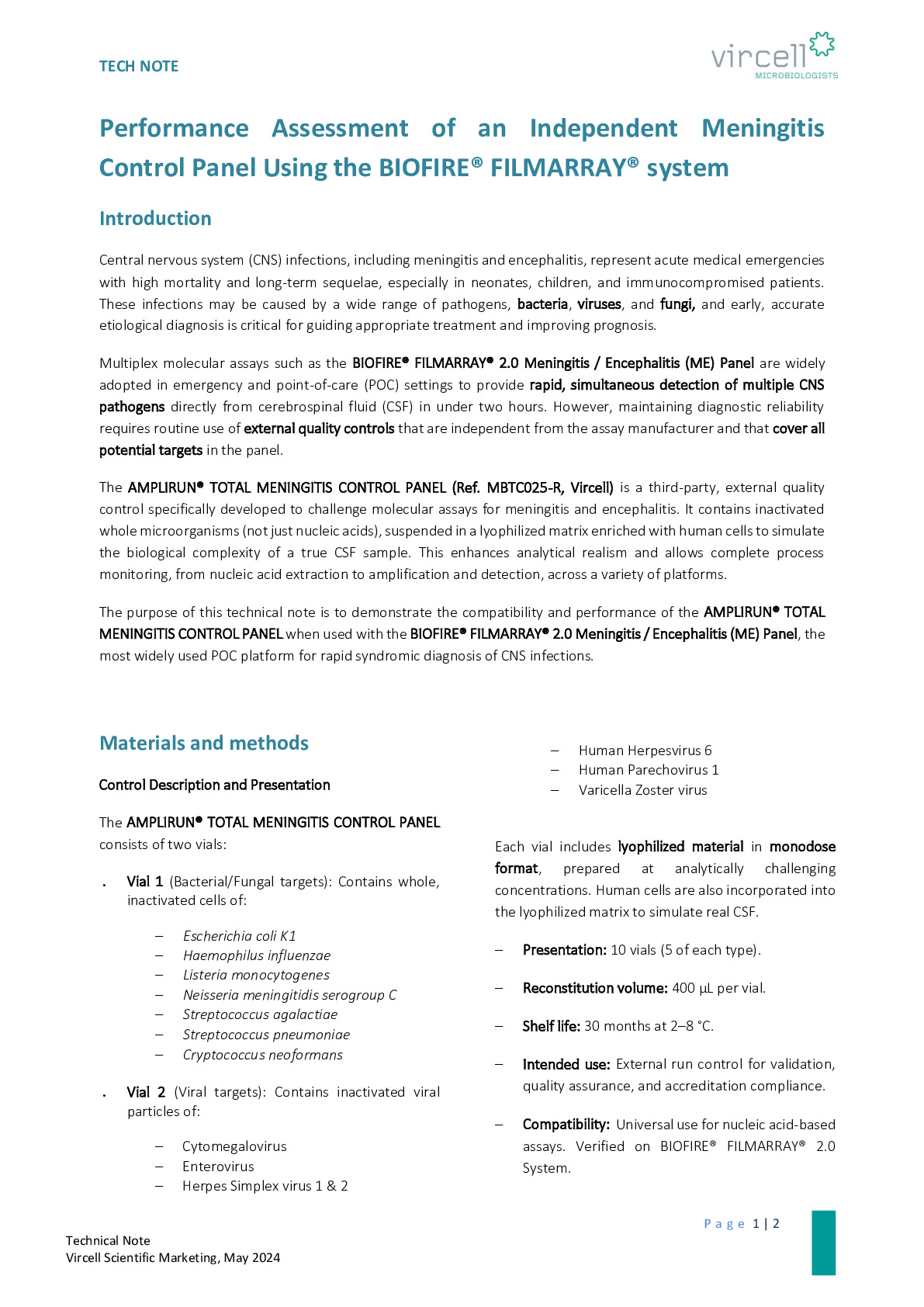 Technical Note AMPLIRUN Meningitis Biofire